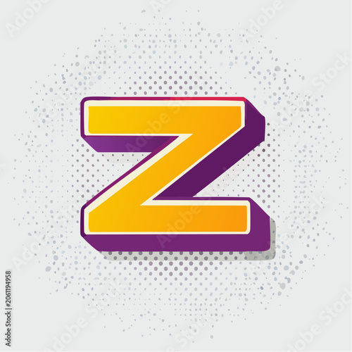 3D Letter Z with Gradient and Halftone Effect
