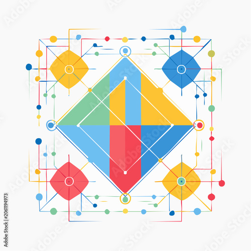 Abstract Geometric Network with Colorful Elements