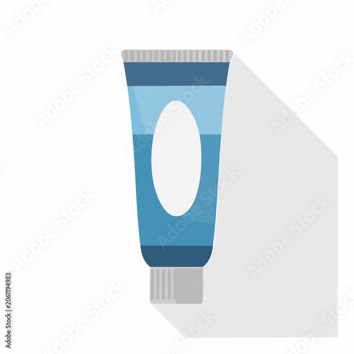 Blue cosmetic tube with blank label and shadow