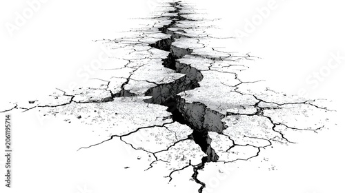 Black Crack Pattern Across White Background