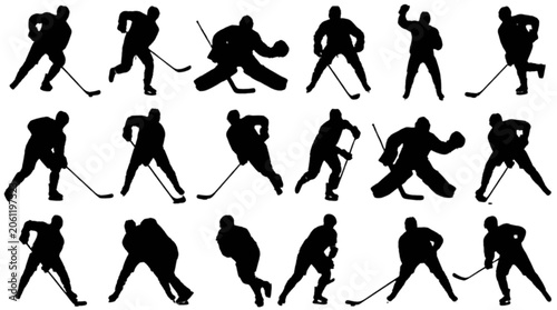 Photography Ice hockey player skating action sequence isolated on transparent background, Ve