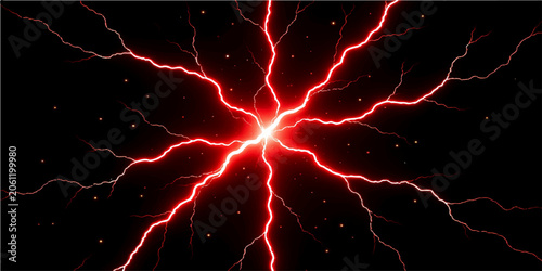 Lightning in the night sky with thunderstorm lightning bolts electric storm dark clouds rain and powerful blue energy illustration