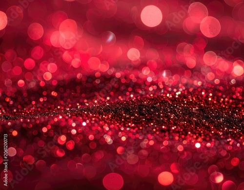 A vibrant red bokeh background with sparkling glitter.