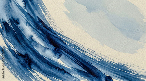 Navy prussian blue bold ink wash diagonal brushstrokes paper texture, business background