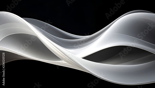 Abstract waves of pale light cascade across a black background, suggesting movement