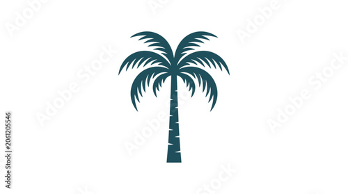 Minimalist Teal Palm Tree Icon on White Background