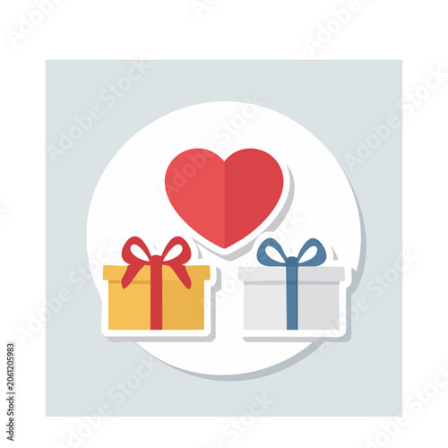 Flat design gift boxes and heart icon