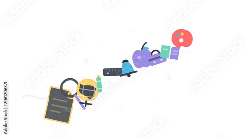 Back to School Scene 150 Teacher Desk Arrangement Reading Stack Flat Animation