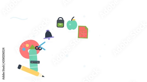 Back to School Scene 152 Creative Classroom Tools Lunchbox Pop Flat Animation