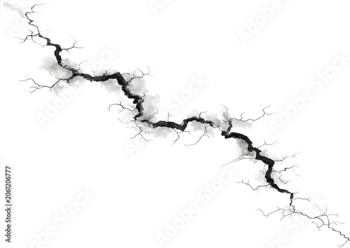 Diagonal Black Crack Pattern Across White Background