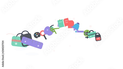 Back to School Scene 023 Study Desk Supplies Creative Burst Flat Animation