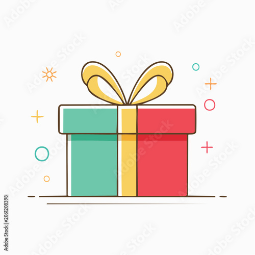 Gift Box with Ribbon and Confetti