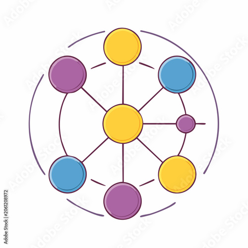 Abstract Network Diagram with Connected Circles