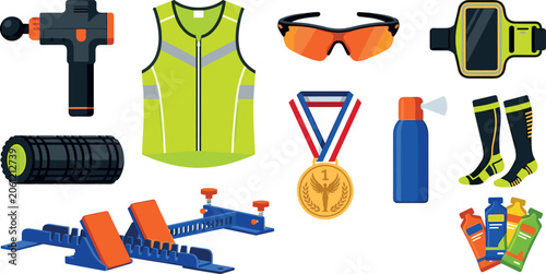 Bild auf Leinwand Running and Track Athletics Training Equipment Set Featuring Starting Blocks Ref