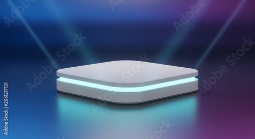 Abstract Tech Display Stand with Soft Lighting and Sleek Design Concept for Product Presentation
