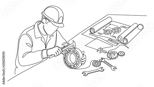 man in hard hat working on machine.