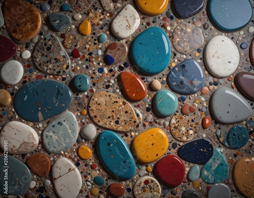 A visually appealing collection of polished pebbles and stones.
