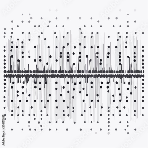 Abstract geometric pattern of dots and vertical lines on white background