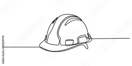 Fotografie Continuous single line drawing of a construction safety hard hat helmet