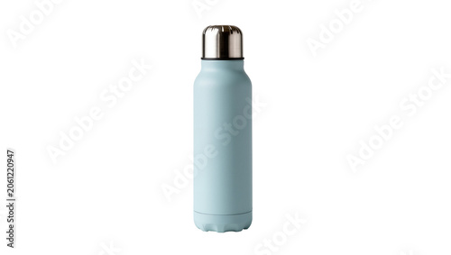 Light blue reusable water bottle with silver cap
