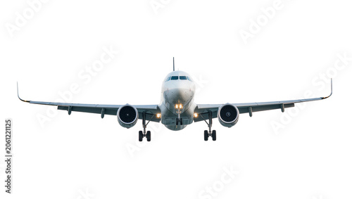Fotografi Commercial airplane with engines and landing gear visible