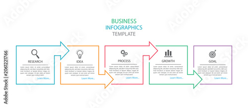 Editable business infographic template design with 5 steps. Infographic template which can be used for presentations banners, workflow layout, annual report, web design.