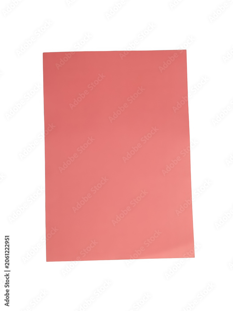 Fototapeta premium A single rectangular sheet of pink paper isolated on white png