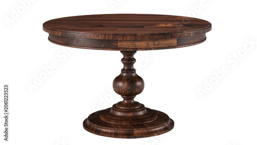 Canvas Print Round dark wood pedestal dining table with ornate base