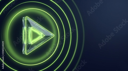 Play button icon with glowing signal waves