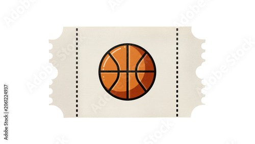 Obraz na plátně Basketball ticket icon with dashed perforation lines