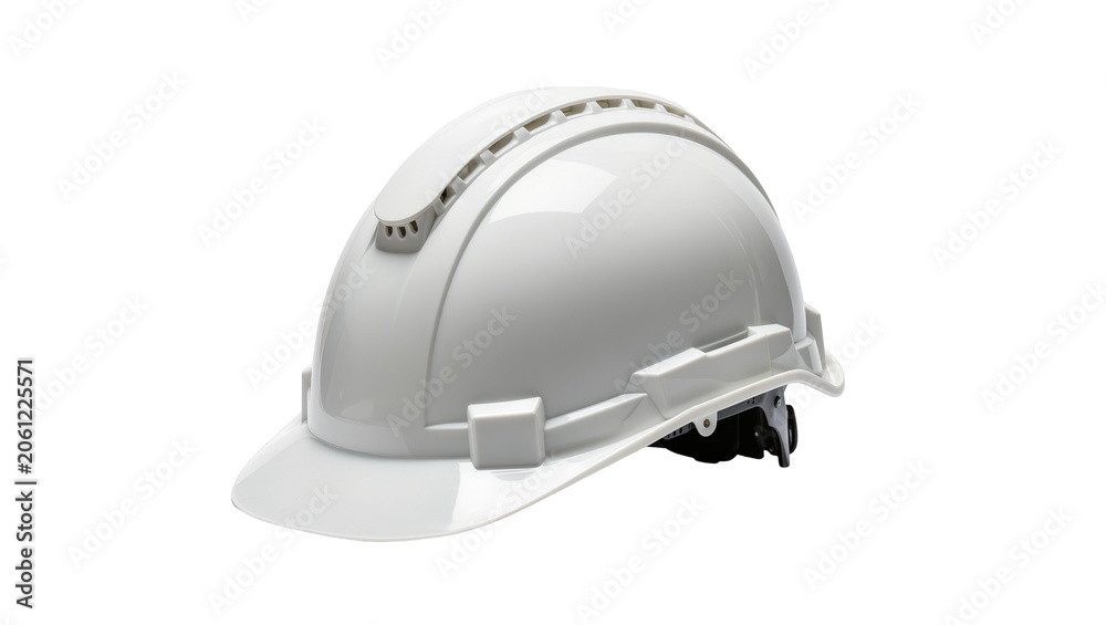 Fototapeta premium White vented hard hat for construction and safety