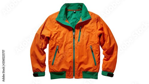 Tableau sur toile Orange bomber jacket with green collar and cuffs