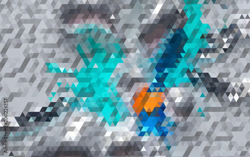 Abstract low poly geometric background with grey and cyan triangular pattern