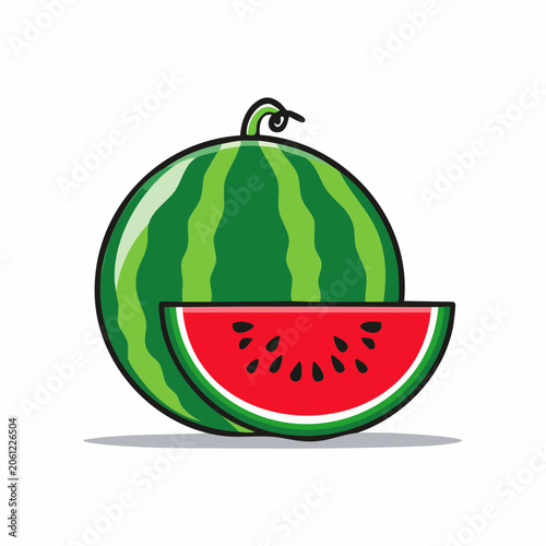 Watermelon Slice and Whole Fruit Icon