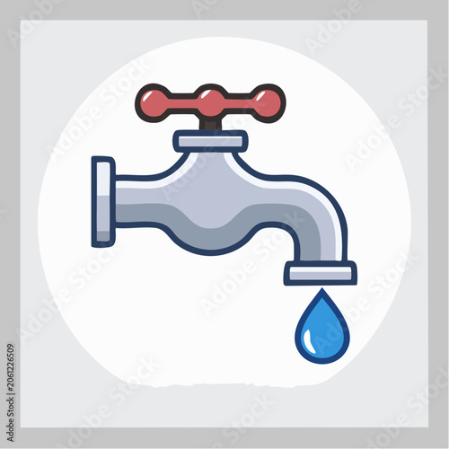 Water Faucet with Dripping Water Drop