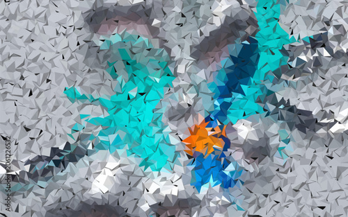 Modern Abstract Geometric Background Featuring a Low Poly Digital Illustration with Vibrant Cyan and Grey Prismatic Tones
