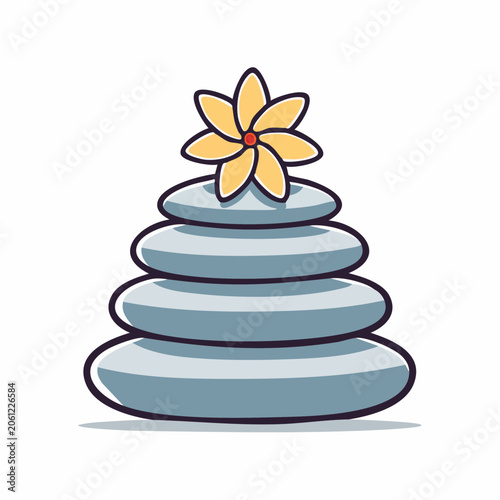 Zen Stones Stack with Flower