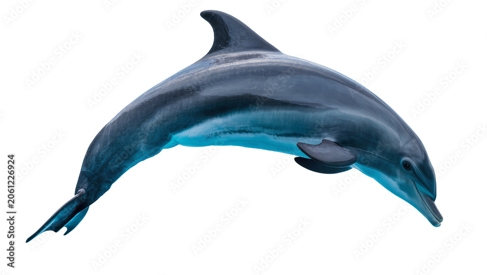 Fototapeta premium Dolphin swimming with sleek body and fins
