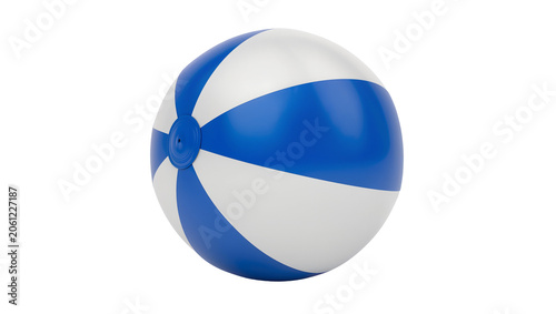 Quadro su tela Blue and white striped inflatable beach ball