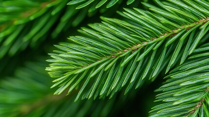Green spruce tree branches featuring fresh needles symbolizing nature environment and winter holidays growth