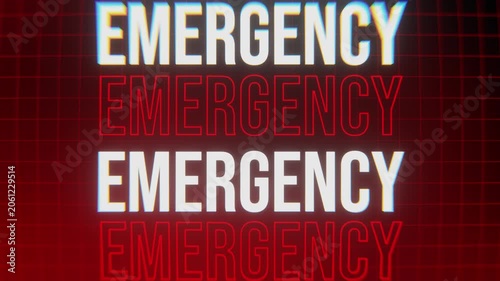 Emergency Red Text Warning Alert Motion Graphic Background. 4K