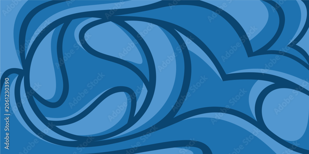 Fototapeta premium Soccer Blue Abstract Vibrant Colored Liquid Flow Background with Balls Silhouette for Banner Poster