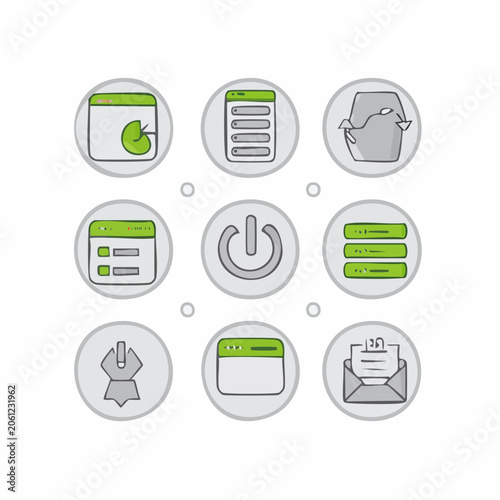 Set of simple flat line icons for web and mobile app interface design