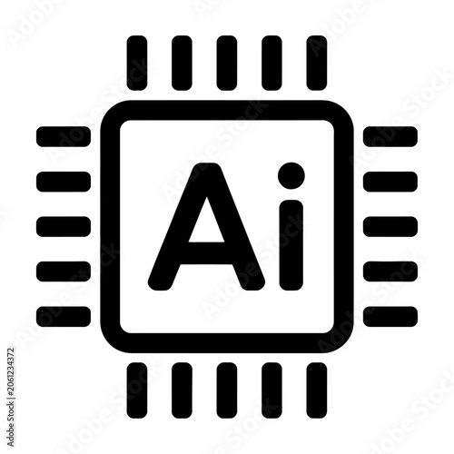 Artificial intelligence chip vector icon representing modern digital technology and logic