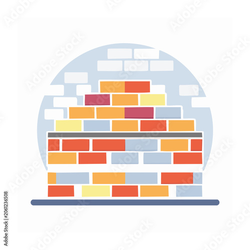Flat design isometric bar chart with colorful bars