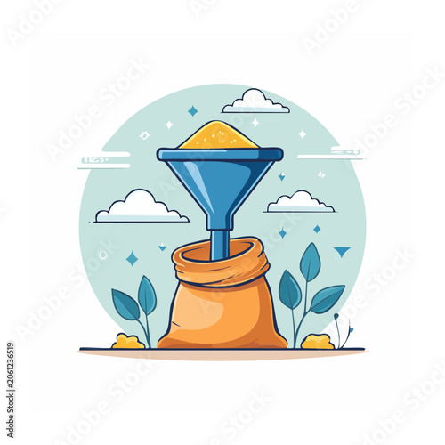 Flat design lamp with weather elements illustration