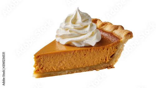 Foto Slice of pumpkin pie with whipped cream topping