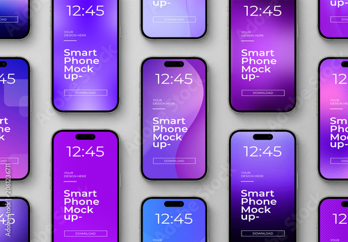 Smartphone App Screen Grid Mockup