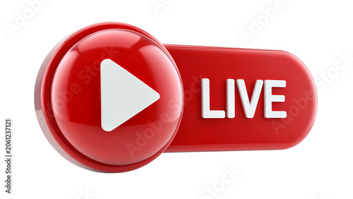 Принти на полотні Red play button icon with LIVE text