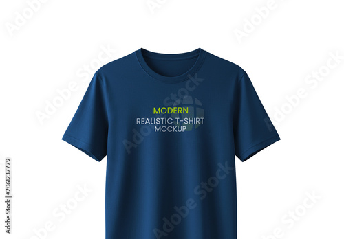 Navy Blue Crewneck Crop T-Shirt Mockup